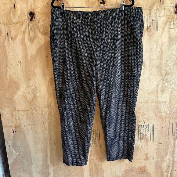 Dalia Pants - Dalia Black Brown Geometric Print Stretch Business Career Pants Plus Size 18W